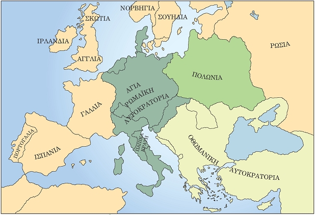 Πολιτικός χάρτης της Ευρώπης (1500 περίπου)