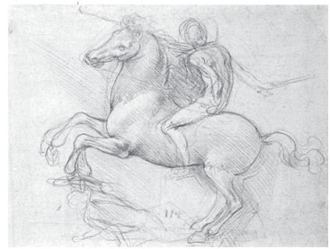 2. Ντα Βίντσι*, σχέδιο - σπουδή για το μνημείο Σφόρτσα, 1489.