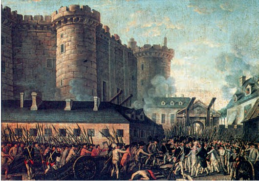 Ο λαός του Παρισιού καταλαμβάνει τη Βαστίλη (14 Ιουλίου 1789),
ένα φρούριο-φυλακή, σύμβολο της απολυταρχίας.
Η γαλλική επανάσταση του 1789 σφράγισε την πολιτική ατμόσφαιρα της νεότερης εποχής. 