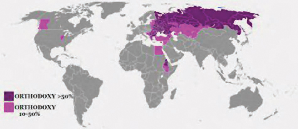 Διασπορά των ορθοδόξων στον κόσμο (Πηγή: Δικτυακός τόπος «Πενταπόσταγμα Ενημέρωσης»)