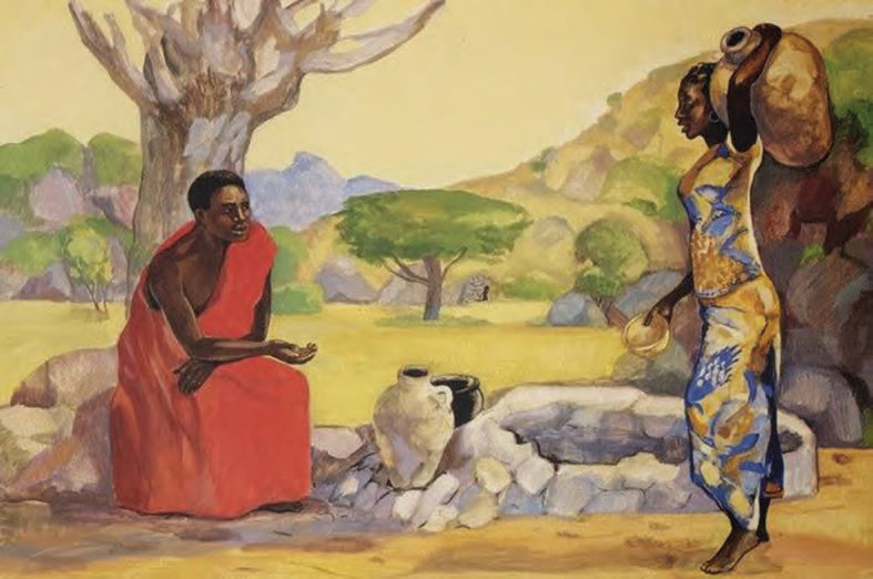 Ιησούς και Σαμαρείτισσα, αγνώστου Αφρικανού καλλιτέχνη