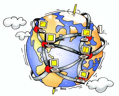 Εικόνα 11.1. Το διαδίκτυο αποτελείται από υπολογιστές συνδεδεμένους μεταξύ τους ανά το κόσμο