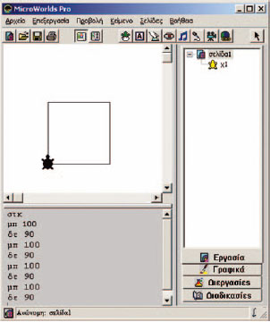 Εικόνα 2.3. (Σελ. 88) Δημιουργία ενός τετραγώνου με τη βοήθεια της χελώνας