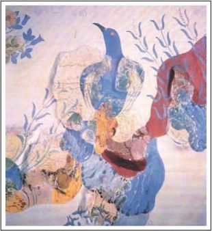 Το γαλάζιο πουλί, τοιχογραφία από τον Κνωσό