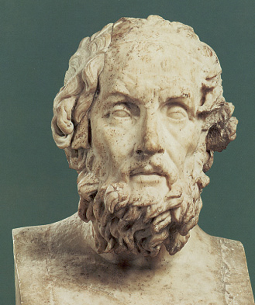 4. Ο αρχαίος ποιητής Όµηρος. Αρχαίο ελληνικό γλυπτό.