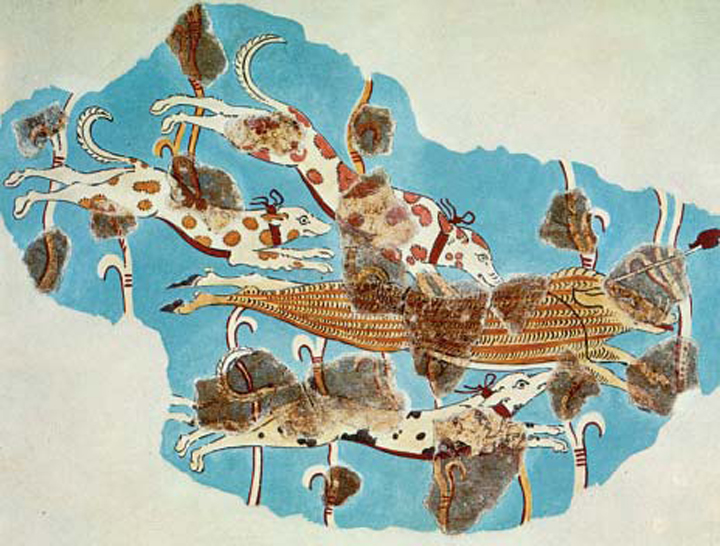 1. Τοιχογραφία µε σκηνή κυνηγιού.