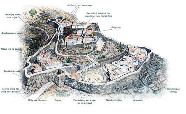1. Η ακρόπολη των Μυκηνών χτισµένη στην κορυφή του λόφου. Κάτω απλώνεται η πεδιάδα του Άργους.