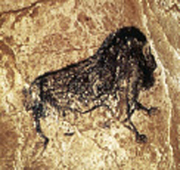 Βίσονας, µαµούθ και άλογα από βραχογραφίες σπηλαίων της Ευρώπης.