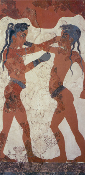 2. Ο ψαράς και οι πυγµάχοι, δυο τοιχογραφίες από τη Θήρα.