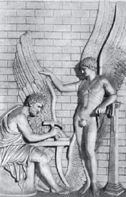 3. Ο ∆αίδαλος και ο Ίκαρος, όπως τους φαντάστηκαν ένας αρχαίος κι ένας νεότερος καλλιτέχνης.