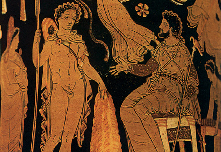 2. Ο Ιάσονας παραδίδει το χρυσόµαλλο δέρας στον Πελία. Από αρχαίο ελληνικό αγγείο.