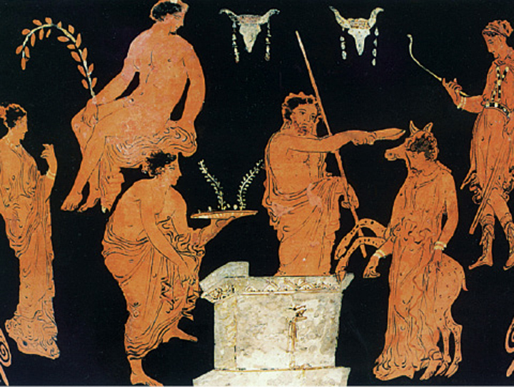 4. Η θυσία της Ιφιγένειας. Από αρχαίο ελληνικό αγγείο.