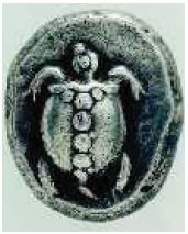 4. Γύρω στο 600 π.Χ. κόπηκε το πρώτο ελληνικό νόµισµα στο νησί της Αίγινας. Εικόνιζε µια θαλάσσια χελώνα που ήταν το σύµβολο της πόλης (Αθήνα, Εθνικό Νοµισµατικό Μουσείο).