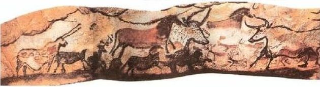 Ο διάκοσμος της κεντρικής αίθουσας του σπηλαίου Λασκό (Lascaux), Γαλλία (Φωτ. J. Vertut), Ζωγραφική