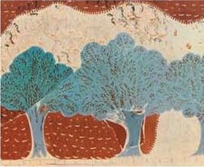  Ο περίφημος ελαιώνας από τοιχογραφία του περίφημου ανακτόρου της Κνωσού, Νίκος & Μαρία Ψιλάκη - Ηλίας Καστανάς, ο πολιτισμός της ελιάς, εκδ. Καρμάνωρ, Ηράκλειο, 1999.