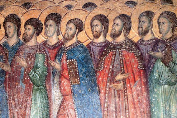 Η Εκκλησία μας έχει να παρουσιάσει νέφη (πολλούς σαν σύννεφα δηλαδή) Νεομαρτύρων (τοιχογραφία 14ου αι., από τον ναό της Παναγίας
          της Οδηγήτριας, Μυστράς).