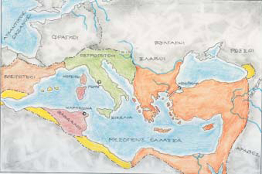 2. Χάρτης της αυτοκρατορίας πριν από τους πολέμους του Ιουστινιανού