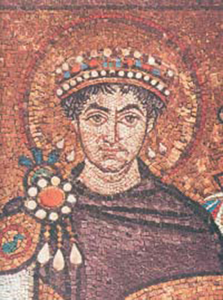 1. Ο Ιουστινιανός (Λεπτομέρεια 
από ψηφιδωτό, Άγιος Βιτάλιος, Ραβέννα)