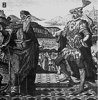 Ο Οικουμενικός Πατριάρχης Γεννάδιος Σχολάριος συνομιλεί με τον σουλτάνο Μεχμέτ Β', Αθήνα, Γεννάδειος Βιβλιοθήκη