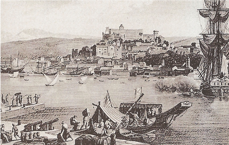 Η Τεργέστη στις αρχές του 19ου αιώνα, χαλκογραφία, Αθήνα, Γεννάδειος Βιβλιοθήκη