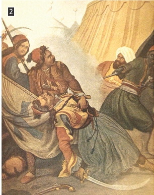 Ο θάνατος του Μάρκου Μπότσαρη, λιθογραφία του Πέτερ φον Ες