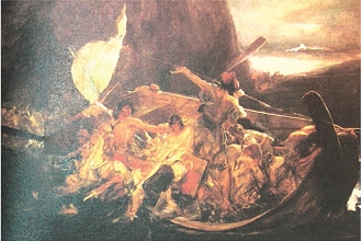 Πρόσφυγες μετά την καταστροφή των Ψαρών, έργο του Νικολάου Γύζη, Αθήνα, Εθνική Πινακοθήκη.