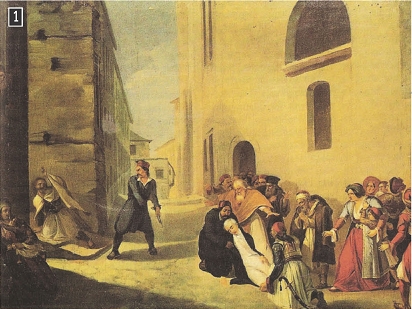 Η δολοφονία του Καποδίστρια, ελαιογραφία του Διονυσίου Τσόκου, Αθήνα, Μουσείο Μπενάκη