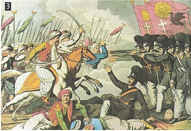 Ο Ιερός Λόχος μάχεται στο Δραγατσάνι, λιθογραφία, Αθήνα, Γεννάδειος Βιβλιοθήκη