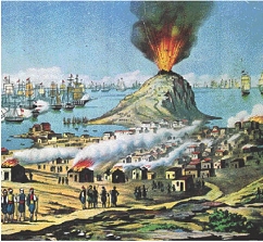 Η καταστροφή των Ψαρών, έργο λαϊκού ζωγράφου, Αθήνα, Εθνικό Ιστορικό Μουσείο