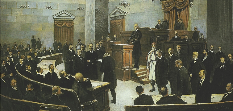 Ζωγραφική αναπαράσταση συνεδρίασα της Βουλής, Αθήνα, Εθνικό Ιστορικό Μουσείο