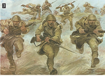 Ελαιογραφία του Αλέξ. Αλεξανδράκη με τον τίτλο «Κατάληψη εχθρικών θέσεων», Αθήνα, συλλογή οικογένειας Αλεξανδράκη