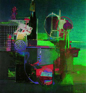 Αλέκος Κοντόπουλος (1905-1975). Σύνθεση, 1969. Λάδι σε μουσαμά (110εκ. Χ 100εκ.).