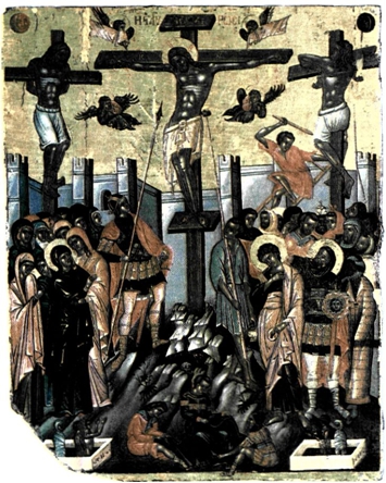 Η Σταύρωση. Εικόνα στη μονή Διονυσίου, ʼγιο Όρος, 16ος αι.