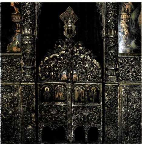 Ξυλόγλυπτο τέμπλο στο καθολικό της μονής Ταξιαρχών Αχαΐας, 1816.