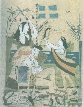 Γιάννης Τσαρούχης (1910-1989), Θεατρίνοι (από το Ημερολόγιο Καταστρώματος Β', 1945)
