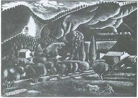 Δημήτριος Γαλάνης (1879-1966), Αγροτικό Τοπίο, ξυλογραφία