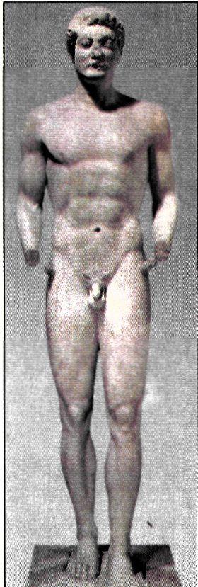 Επιτύμβιο άγαλμα τον Αριστόδικου. Ο τελευταίος γνωστός κούρος των αρχαϊκών χρόνων από την Αττική (περ. 490π.Χ.). (Αθήνα, Εθνικό Αρχαιολογικό Μουσείο)