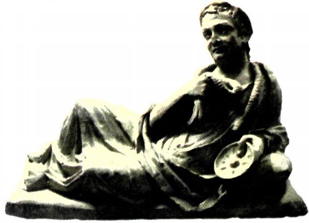 Σαρκοφάγος γυναίκας (1ος αι. π.Χ.). Η κατασκευή και η διακόσμησή της είναι επηρεασμένη από την ετρουσκική παράδοση. Οι Ετρούσκοι συνέβαλαν στη διαμόρφωση των ηθών και των θεσμών της ρωμαϊκής κοινωνίας την πρώτη περίοδο της ιστορικής της πορείας. (Παρίσι. Μουσείο Λούβρου)