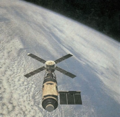 Εικόνα 1.3.28 Τεχνητός δορυφόρος σε τροχιά γύρω από τη Γη.