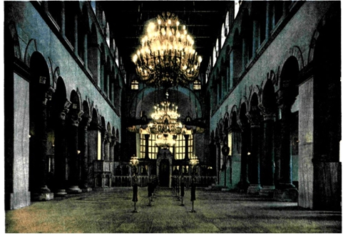 Το εσωτερικά της βασιλικής του Αγίου Δημητρίου Θεσσαλονίκης μετά την αναστήλωση.