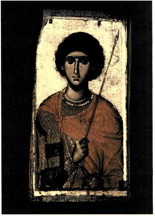 Ο Αγιος Γεώργιος, ο Μεγαλομάρτυς. Εικόνα στη μονή Βατοπαιόίου, Άγιο Όρος, τέλη 13ου με αρχές Μου αι.
