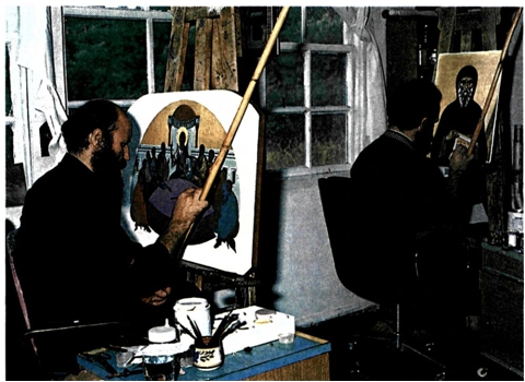 Αγιογράφοι μοναχοί στο Αγιο Όρος.