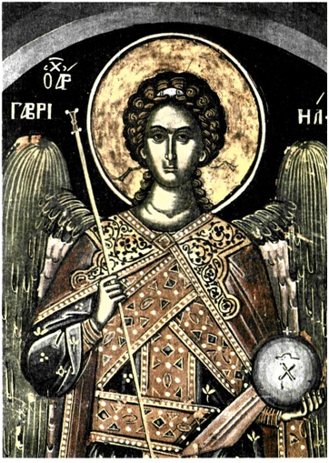 Ο Αρχάγγελος Γαβριήλ. Τοιχογραφία στη μονή Δοχειαρίου. Άγιο Όρος, 16ος αι.
