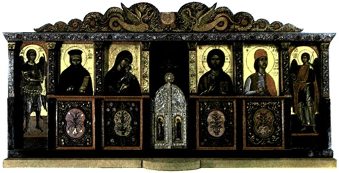 Σύγχρονο ξύλινο τέμπλο. Μικρογραφία του Ράλλη Κοψίδη.