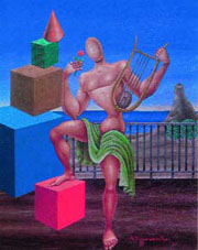 Νίκος Εγγονόπουλος (1910-1986) Ορφέας, 1972, Λάδι σε μουσαμά, (55εκ. Χ 46εκ.)