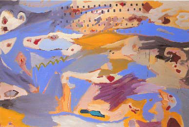 Στέργιος Τσιούμας (1954- ). Τα πιο ωραία παραμύθια, 1993. Ακρυλικό σε μουσαμά (150εκ. Χ π. 220εκ.).