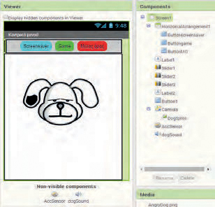 Τα πλαίσια Viewer και Components μετά την εισαγωγή των αντικειμένων