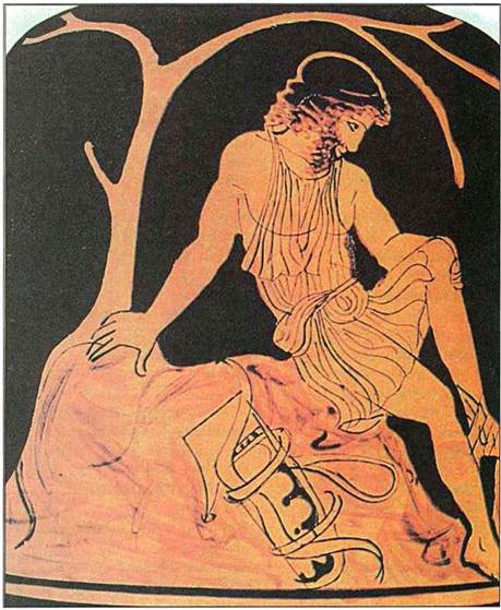 11. Φιλοκτήτης. Ερυθρόμορφη λήκυθος.