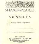 Το εξώφυλλο της πρώτης έκδοσης των Σονέτων