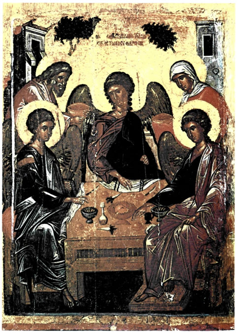 Η φιλοξενία τον Αβραάμ - Κρητική Σχολή, 16ος αιώνας. 